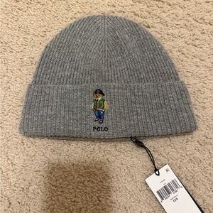 Polo by Ralph Lauren Gray Beanie with Bear Embroidery